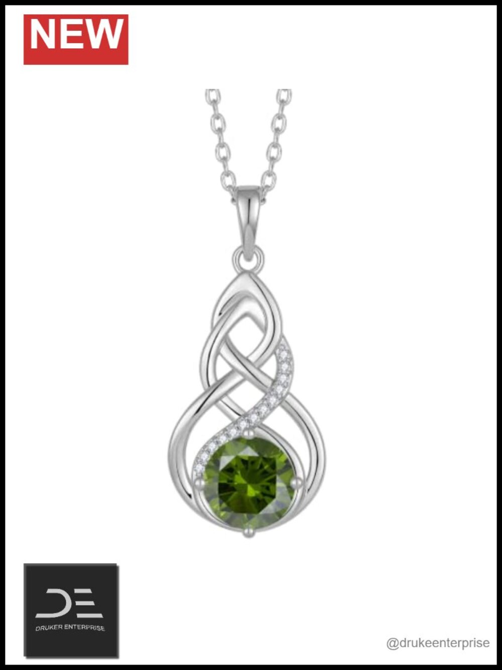 Rhodium Plated Infinity Celtic Knot Pendant Necklace